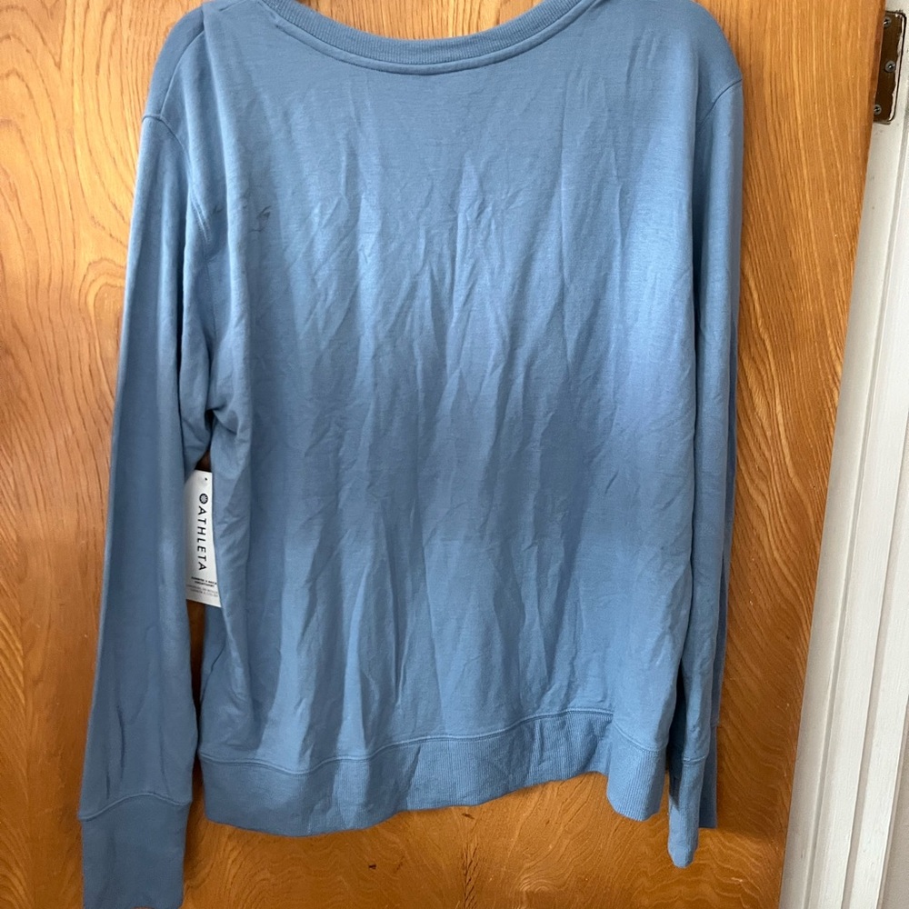 Athleta Blue V-Neck Sweatshirt L - Picture 8 of 9